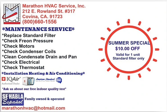 Promotions | Marathon HVAC Services, LLC.