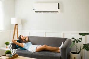 woman at home with air conditioning