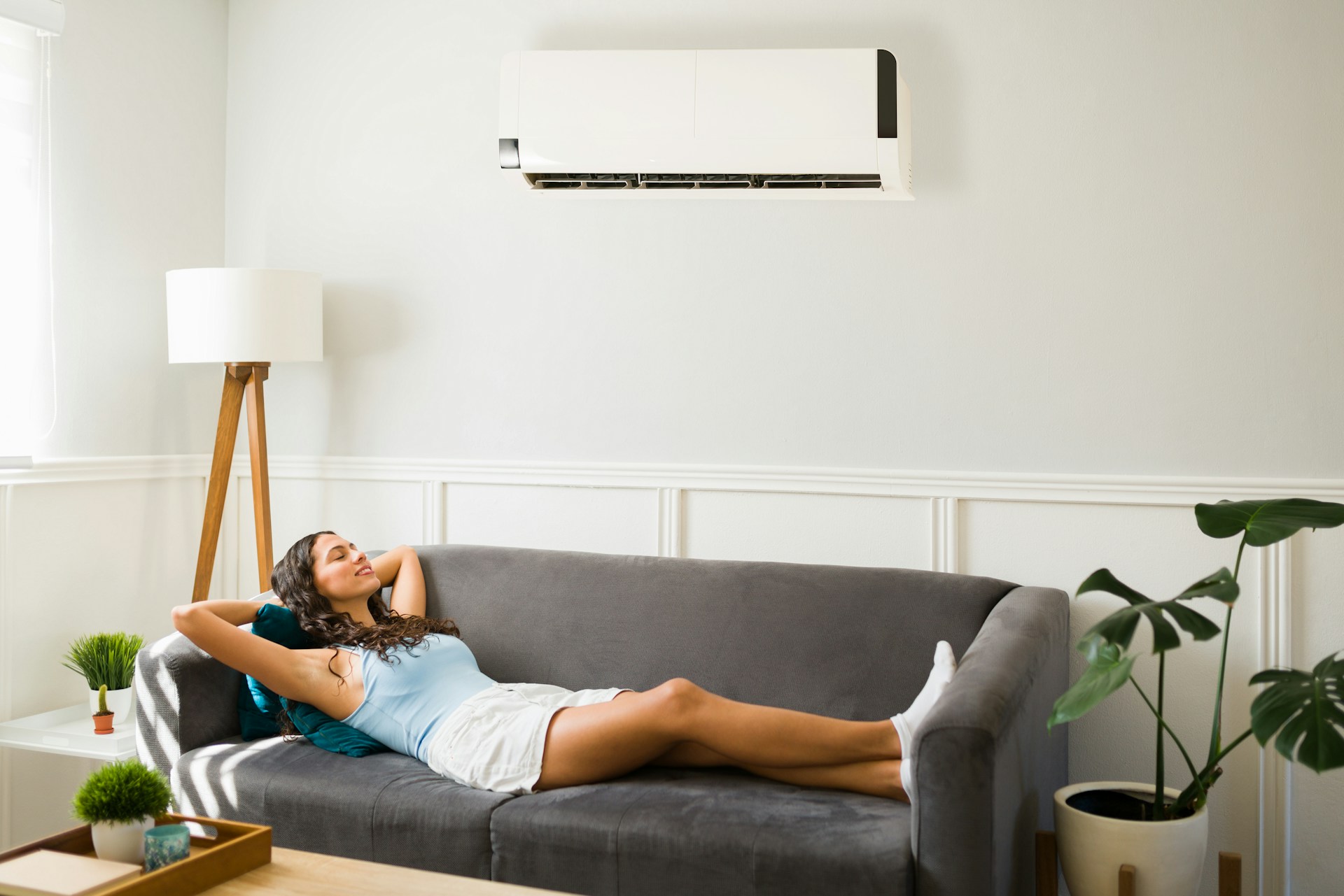 woman at home with air conditioning